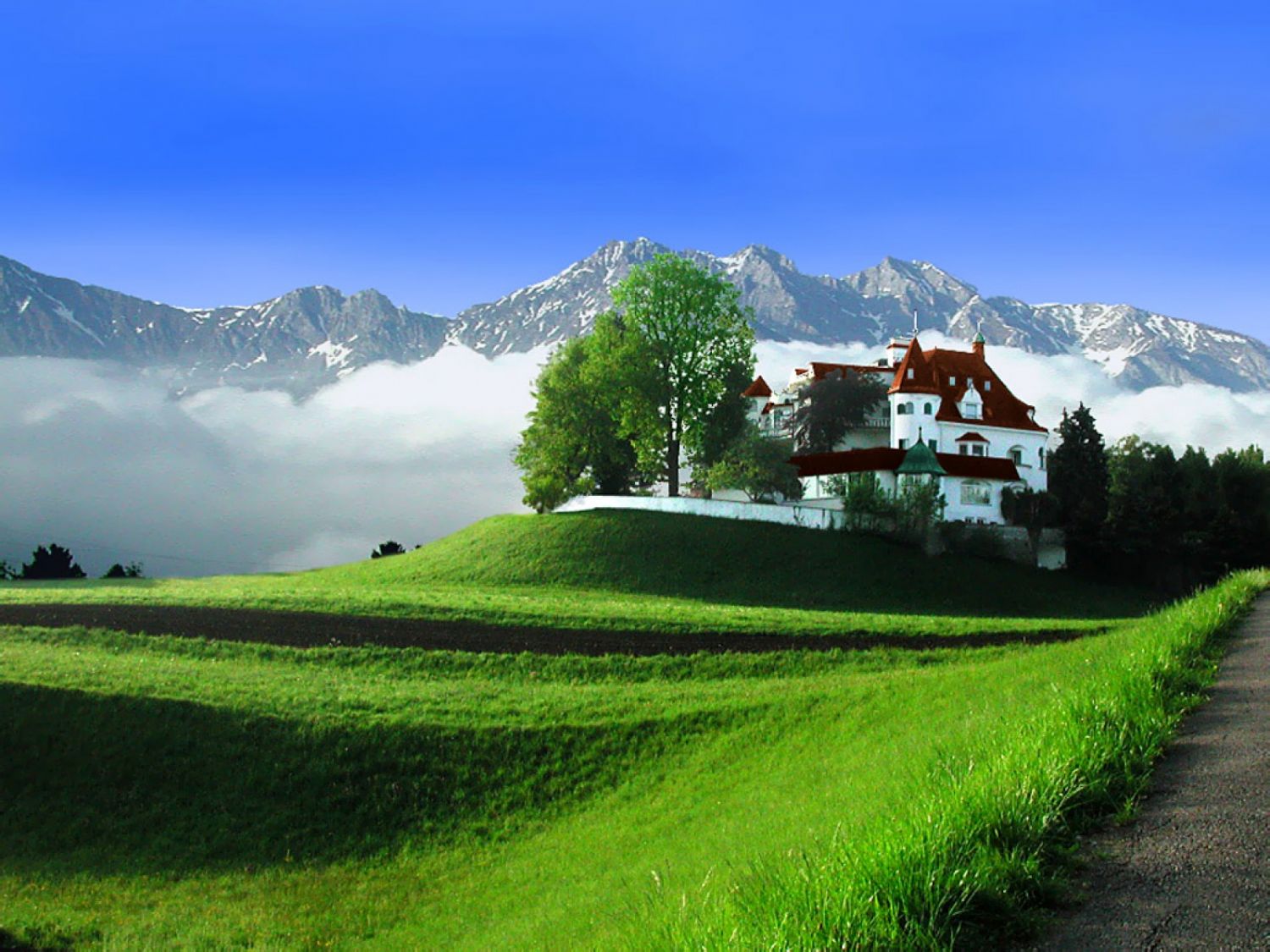 Швейцария Альпы деревня Весна